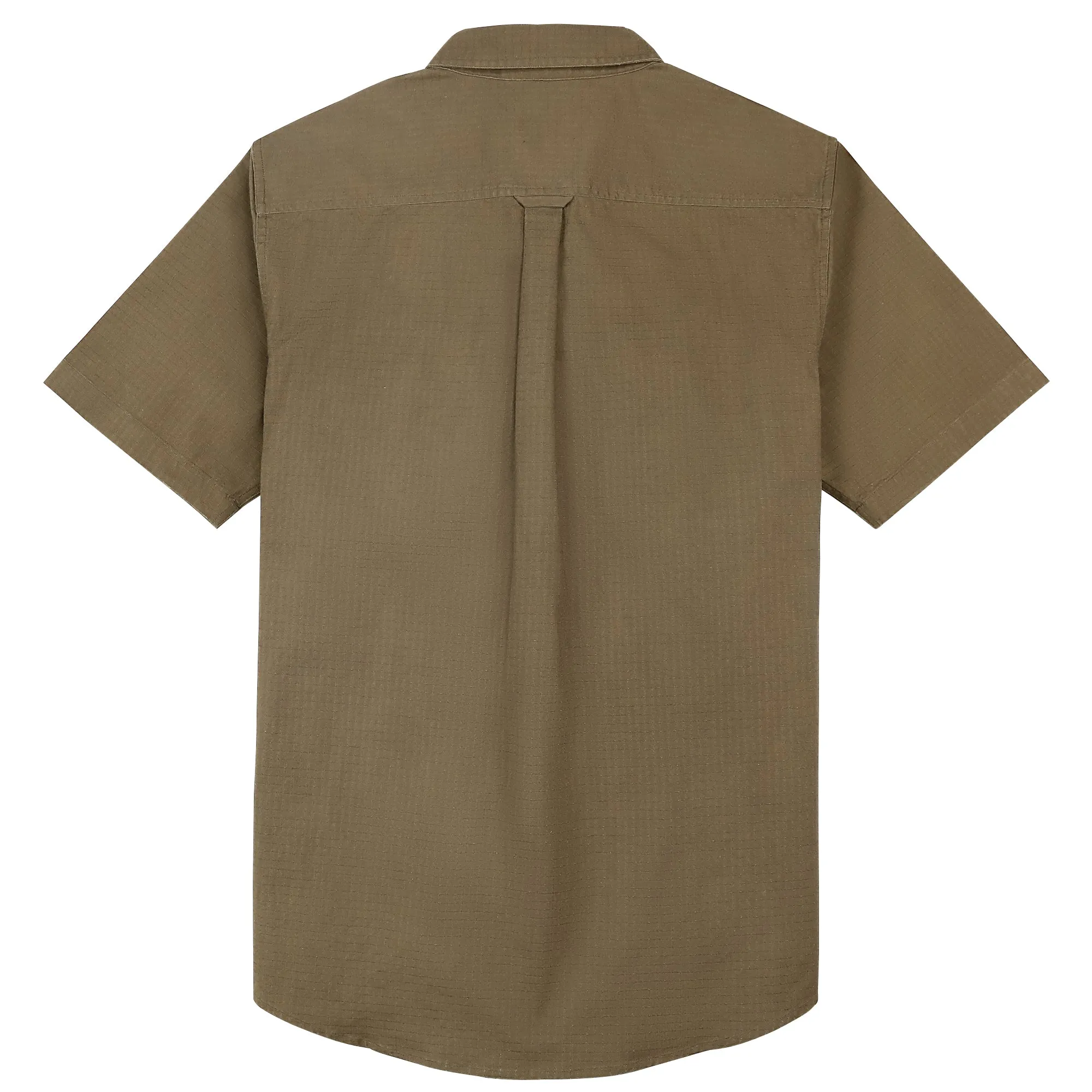 Dubinik® Mens Short Sleeve Button Down Shirts Two Pocket Vintage Mens Work Shirt Dark Khaki Cotton Mens Shirts Casual with Stretch#0055003 sold by Dubinik product image thumbnail 2