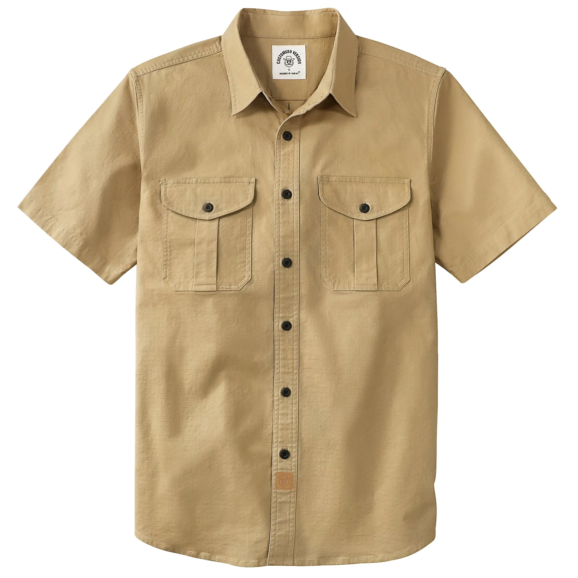 Dubinik® Mens Short Sleeve Button Down Shirts Two Pocket Vintage Mens Work Shirt Khaki Cotton Mens Shirts Casual with Stretch#0055005 sold by Dubinik
