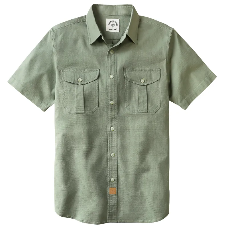 Dubinik® Mens Short Sleeve Button Down Shirts Two Pocket Vintage Mens Work Shirt Light Green Cotton Mens Shirts Casual with Stretch#0055006 made by Dubinik