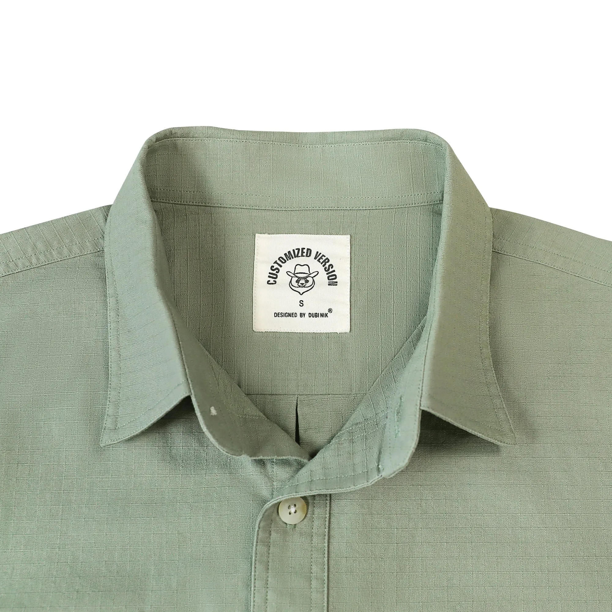 Dubinik® Mens Short Sleeve Button Down Shirts Two Pocket Vintage Mens Work Shirt Light Green Cotton Mens Shirts Casual with Stretch#0055006 sold by Dubinik product image thumbnail 3