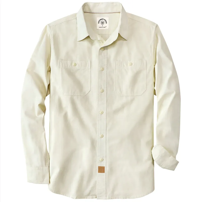 Dubinik® 5.5oz Beige Chambray Long Sleeve Button-Front Closure Pocket Cotton Workshirt#58007 made by Dubinik