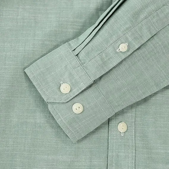 Dubinik® 5.5oz Light Green Chambray Long Sleeve Button-Front Closure Pocket Cotton Workshirt#58005 sold by Dubinik product image thumbnail 5
