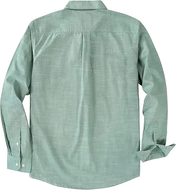 Dubinik® 5.5oz Light Green Chambray Long Sleeve Button-Front Closure Pocket Cotton Workshirt#58005 sold by Dubinik product image thumbnail 2