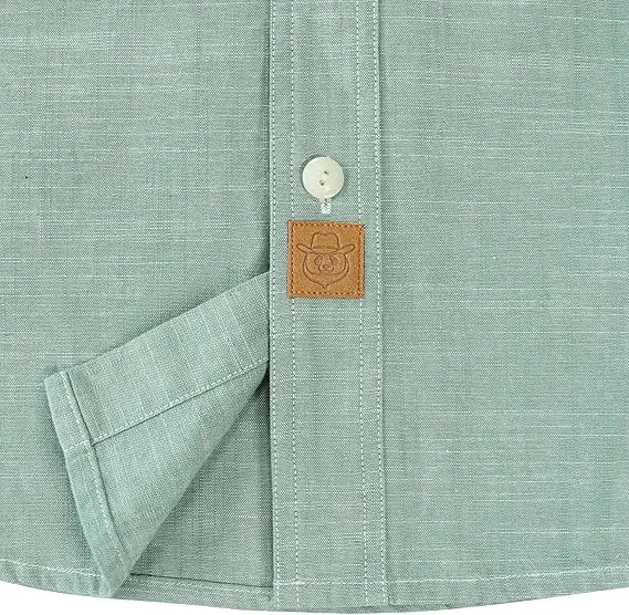 Dubinik® 5.5oz Light Green Chambray Long Sleeve Button-Front Closure Pocket Cotton Workshirt#58005 sold by Dubinik product image thumbnail 3