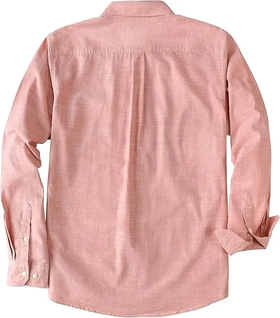 Dubinik® 5.5oz Pink Chambray Long Sleeve Button-Front Closure Pocket Cotton Workshirt#58002 sold by Dubinik product image thumbnail 2