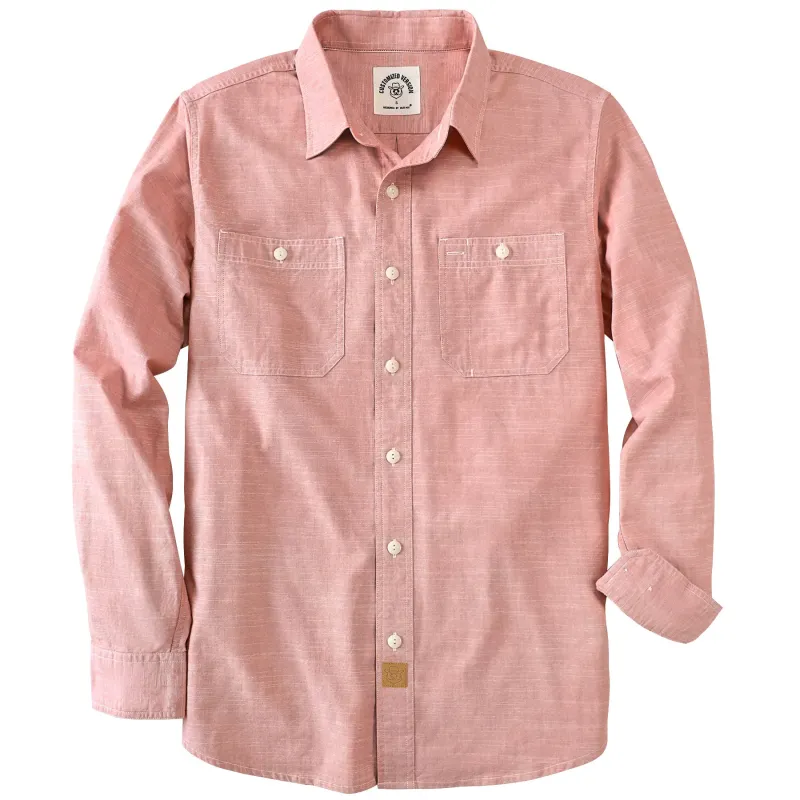 Dubinik® 5.5oz Pink Chambray Long Sleeve Button-Front Closure Pocket Cotton Workshirt#58002 made by Dubinik