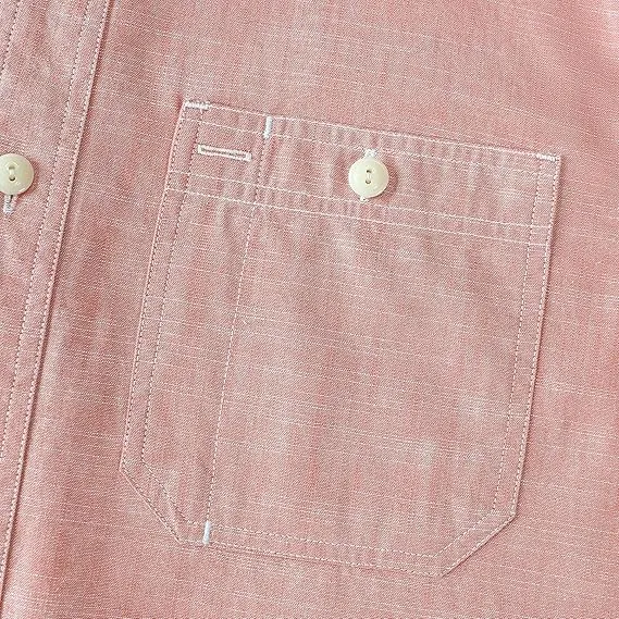 Dubinik® 5.5oz Pink Chambray Long Sleeve Button-Front Closure Pocket Cotton Workshirt#58002 sold by Dubinik product image thumbnail 4