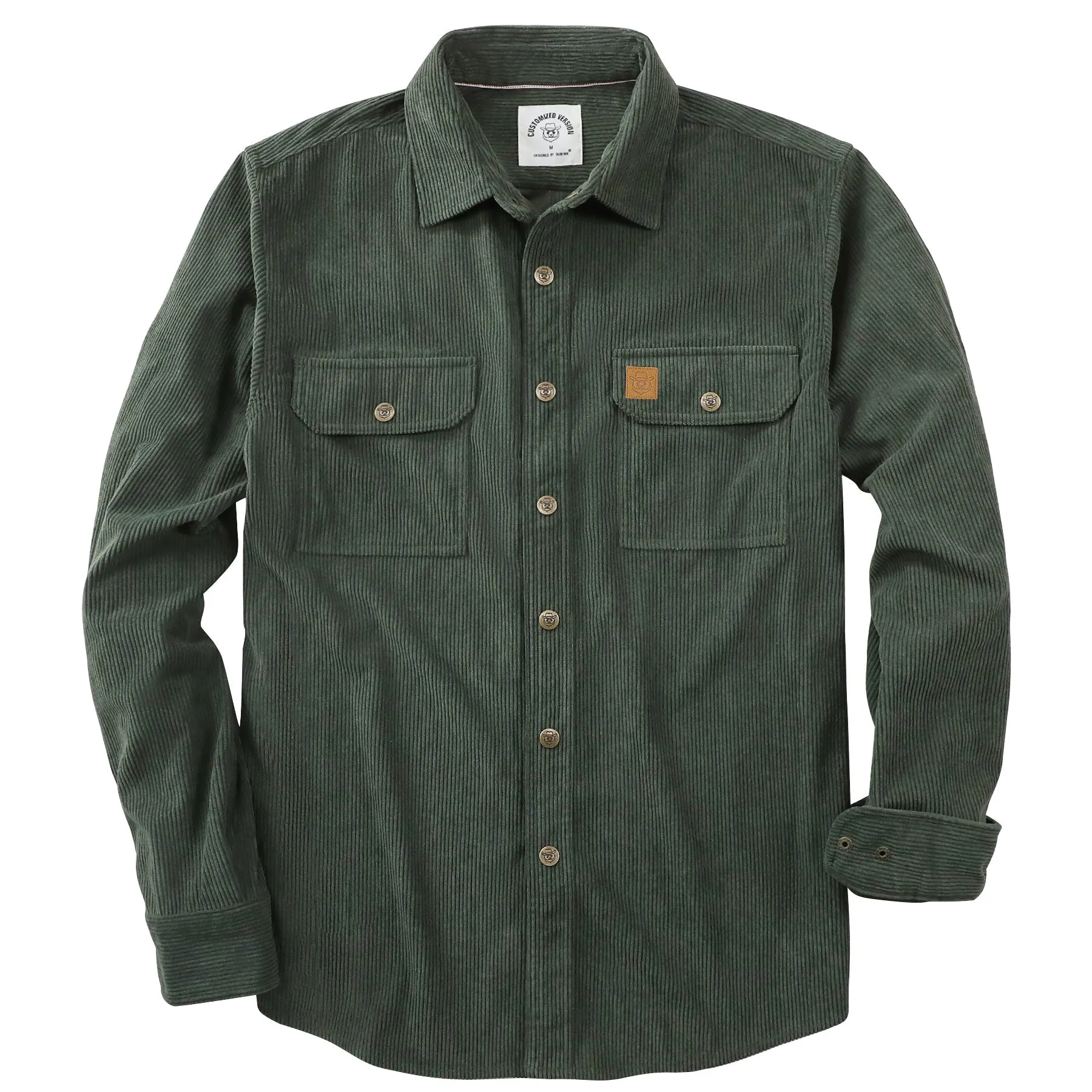 Dubinik® 8.3oz Corduroy Shirt Men Green Solid Corduroy Jacket Men Long Sleeve Casual Work Vintage Regular Fit Mens Snap Button Shirt#31006 sold by Dubinik