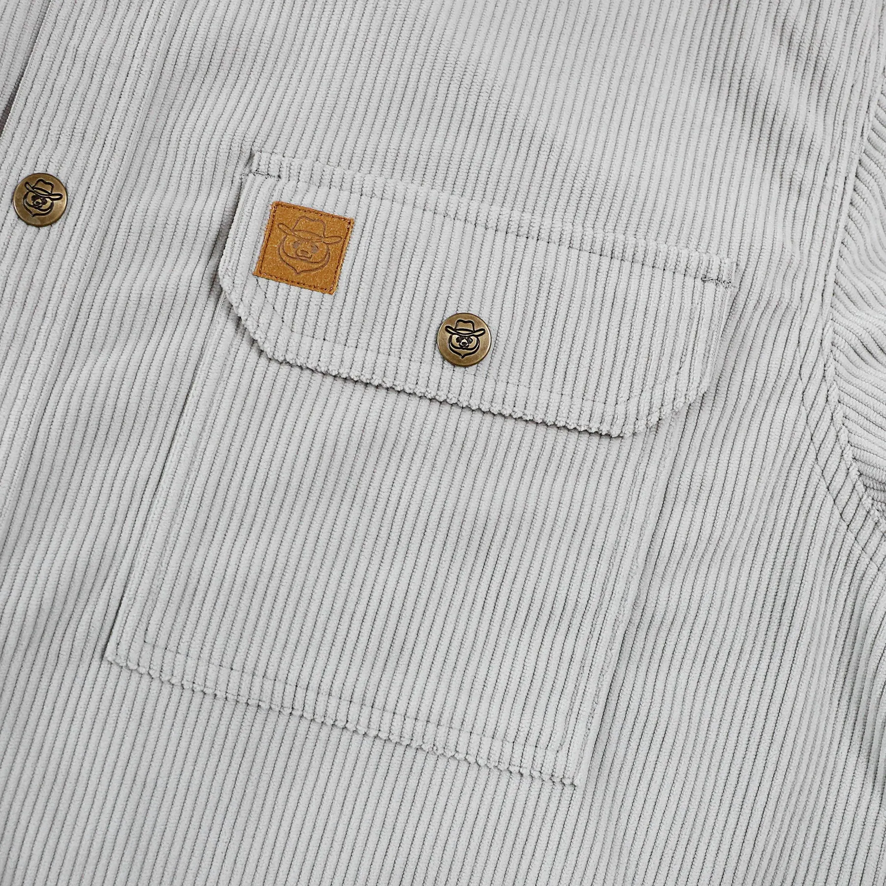 Dubinik® 8.3oz Corduroy Shirt Men Grey Solid Corduroy Jacket Men Long Sleeve Casual Work Vintage Regular Fit Mens Snap Button Shirt#31005 sold by Dubinik product image thumbnail 3