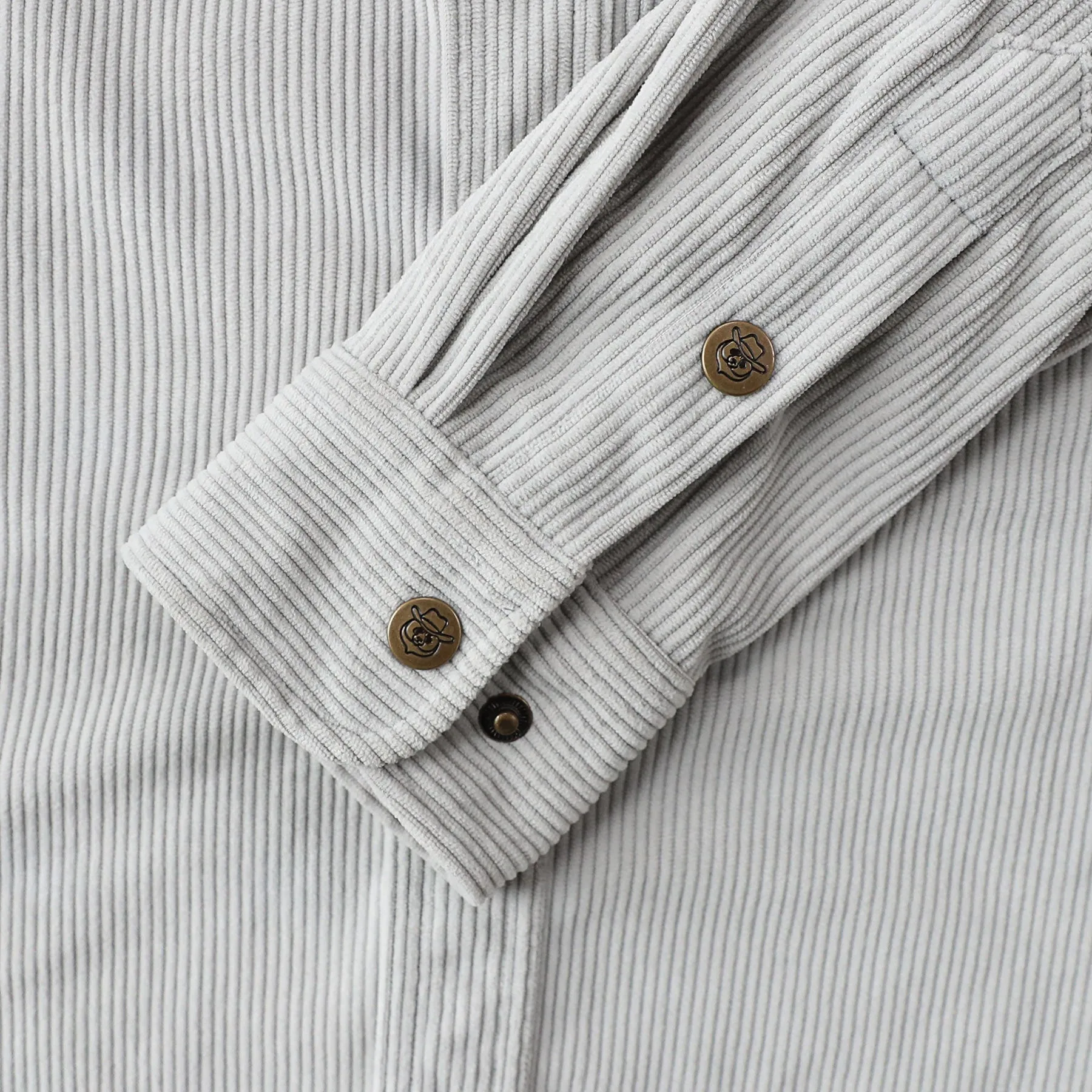 Dubinik® 8.3oz Corduroy Shirt Men Grey Solid Corduroy Jacket Men Long Sleeve Casual Work Vintage Regular Fit Mens Snap Button Shirt#31005 sold by Dubinik product image thumbnail 4