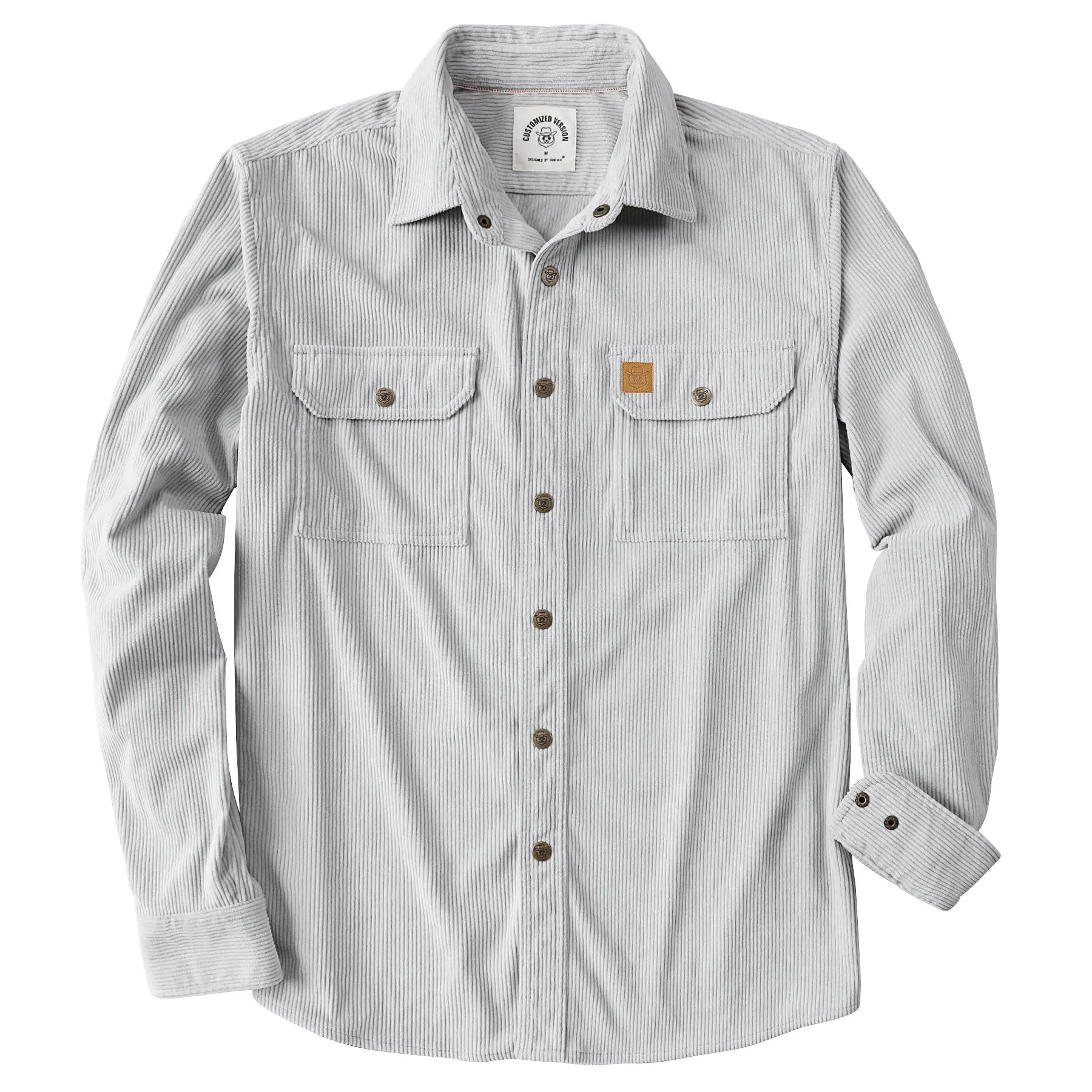 Dubinik® 8.3oz Corduroy Shirt Men Grey Solid Corduroy Jacket Men Long Sleeve Casual Work Vintage Regular Fit Mens Snap Button Shirt#31005 sold by Dubinik