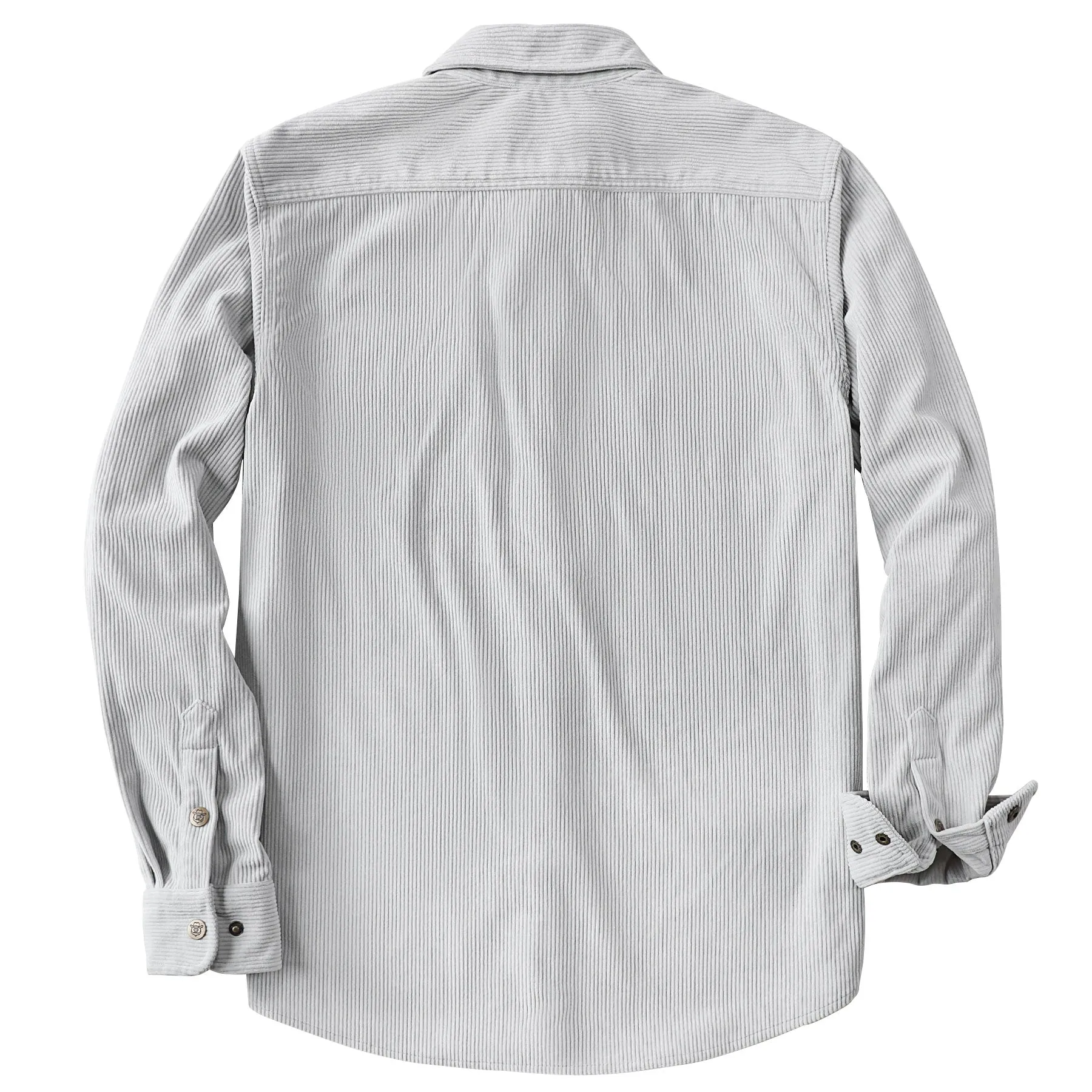 Dubinik® 8.3oz Corduroy Shirt Men Grey Solid Corduroy Jacket Men Long Sleeve Casual Work Vintage Regular Fit Mens Snap Button Shirt#31005 sold by Dubinik product image thumbnail 2