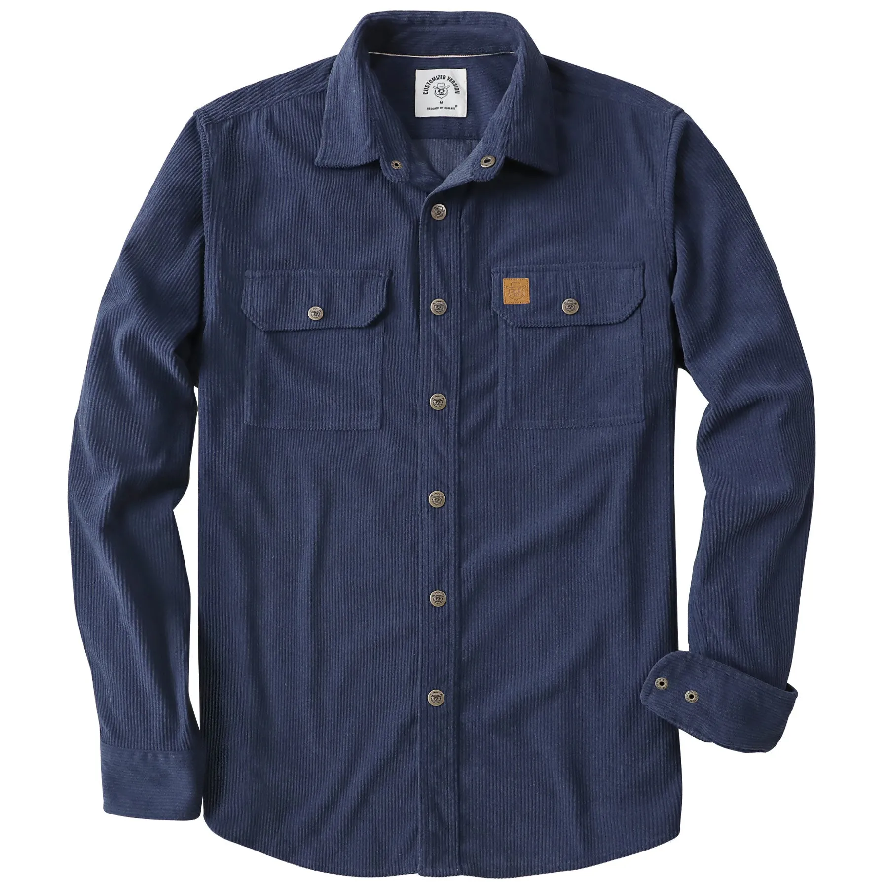 Dubinik® 8.3oz Corduroy Shirt Men Navy Blue Solid Corduroy Jacket Men Long Sleeve Casual Work Vintage Regular Fit Mens Snap Button Shirt#31004 sold by Dubinik