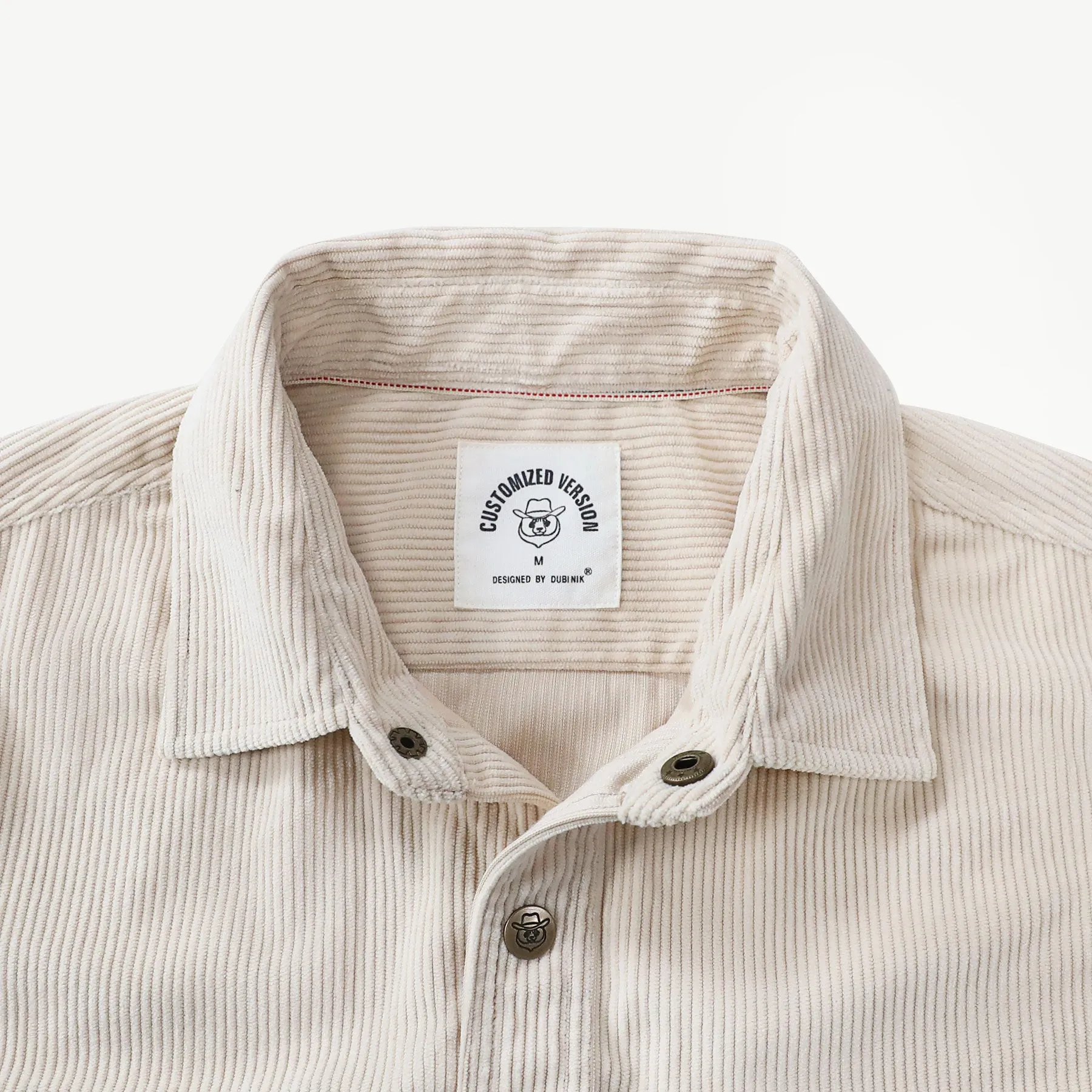 Dubinik® 8.3oz Corduroy Shirt Men Khaki Solid Corduroy Jacket Men Long Sleeve Casual Work Vintage Regular Fit Mens Snap Button Shirt#31003 sold by Dubinik product image thumbnail 3