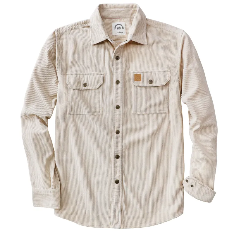 Dubinik® 8.3oz Corduroy Shirt Men Khaki Solid Corduroy Jacket Men Long Sleeve Casual Work Vintage Regular Fit Mens Snap Button Shirt#31003 made by Dubinik
