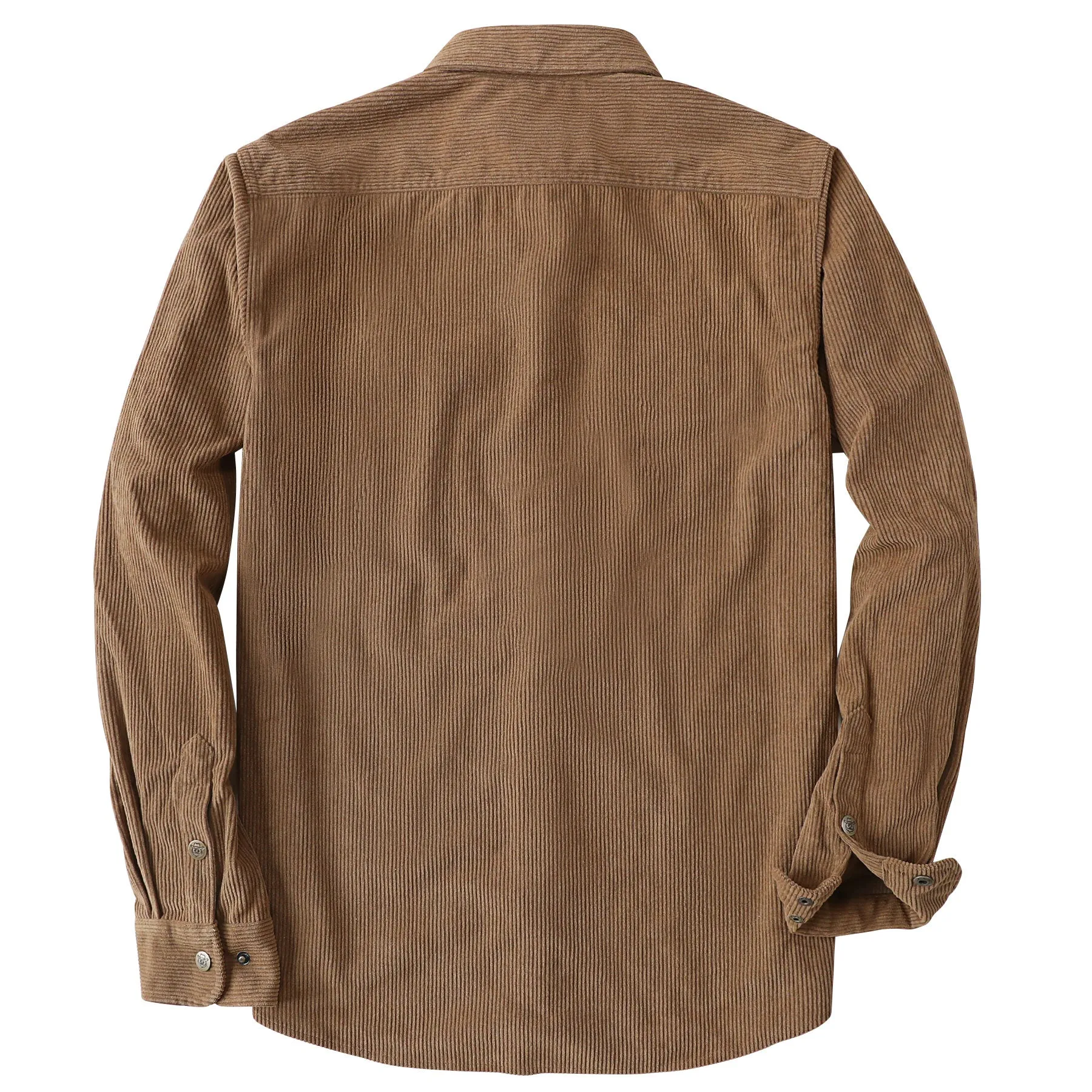 Dubinik® 8.3oz Corduroy Shirt Men Brown Solid Corduroy Jacket Men Long Sleeve Casual Work Vintage Regular Fit Mens Snap Button Shirt#31002 sold by Dubinik product image thumbnail 2