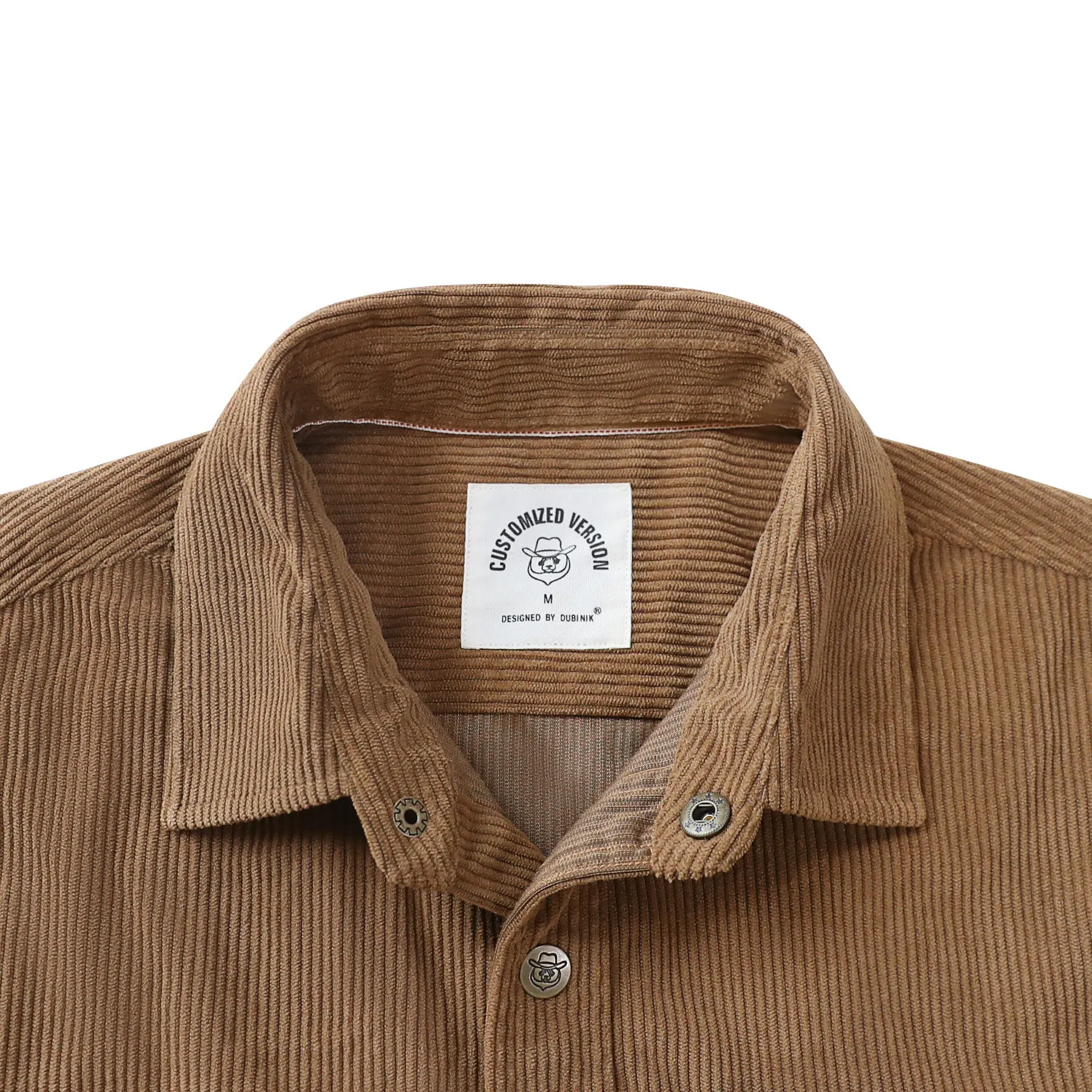 Dubinik® 8.3oz Corduroy Shirt Men Brown Solid Corduroy Jacket Men Long Sleeve Casual Work Vintage Regular Fit Mens Snap Button Shirt#31002 sold by Dubinik product image thumbnail 3