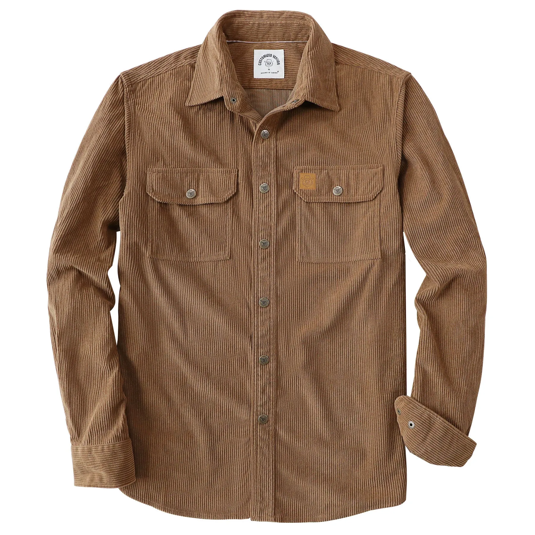 Dubinik® 8.3oz Corduroy Shirt Men Brown Solid Corduroy Jacket Men Long Sleeve Casual Work Vintage Regular Fit Mens Snap Button Shirt#31002 sold by Dubinik
