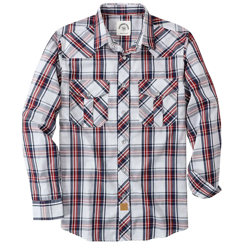 Dubinik® 3.2oz Pearl Snap Shirts for Men Long Sleeve Western Shirts for Men Vintage Casual Plaid Shirt Cowboy Shirts for Men#42025 made by Dubinik