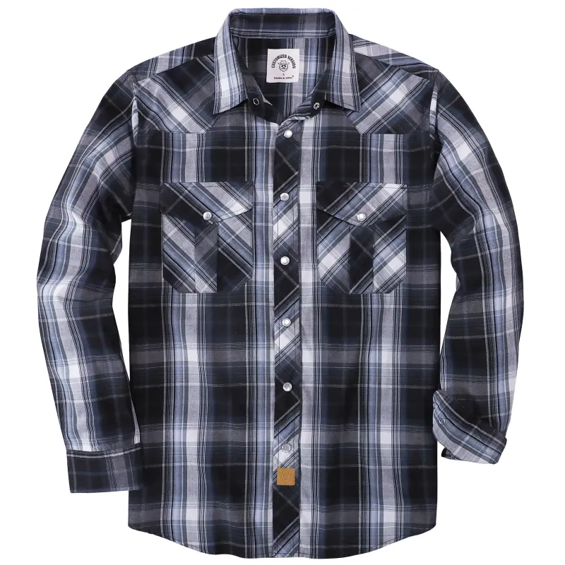 Dubinik® 3.2oz Pearl Snap Shirts for Men Long Sleeve Western Shirts for Men Vintage Casual Plaid Shirt Cowboy Shirts for Men#42024 made by Dubinik