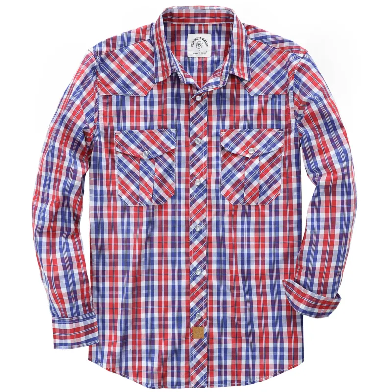 Dubinik® 3.2oz Pearl Snap Shirts for Men Long Sleeve Western Shirts for Men Vintage Casual Plaid Shirt Cowboy Shirts for Men#42013 made by Dubinik
