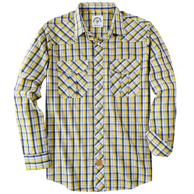 Dubinik® 3.2oz Pearl Snap Shirts for Men Long Sleeve Western Shirts for Men Vintage Casual Plaid Shirt Cowboy Shirts for Men#42012 made by Dubinik