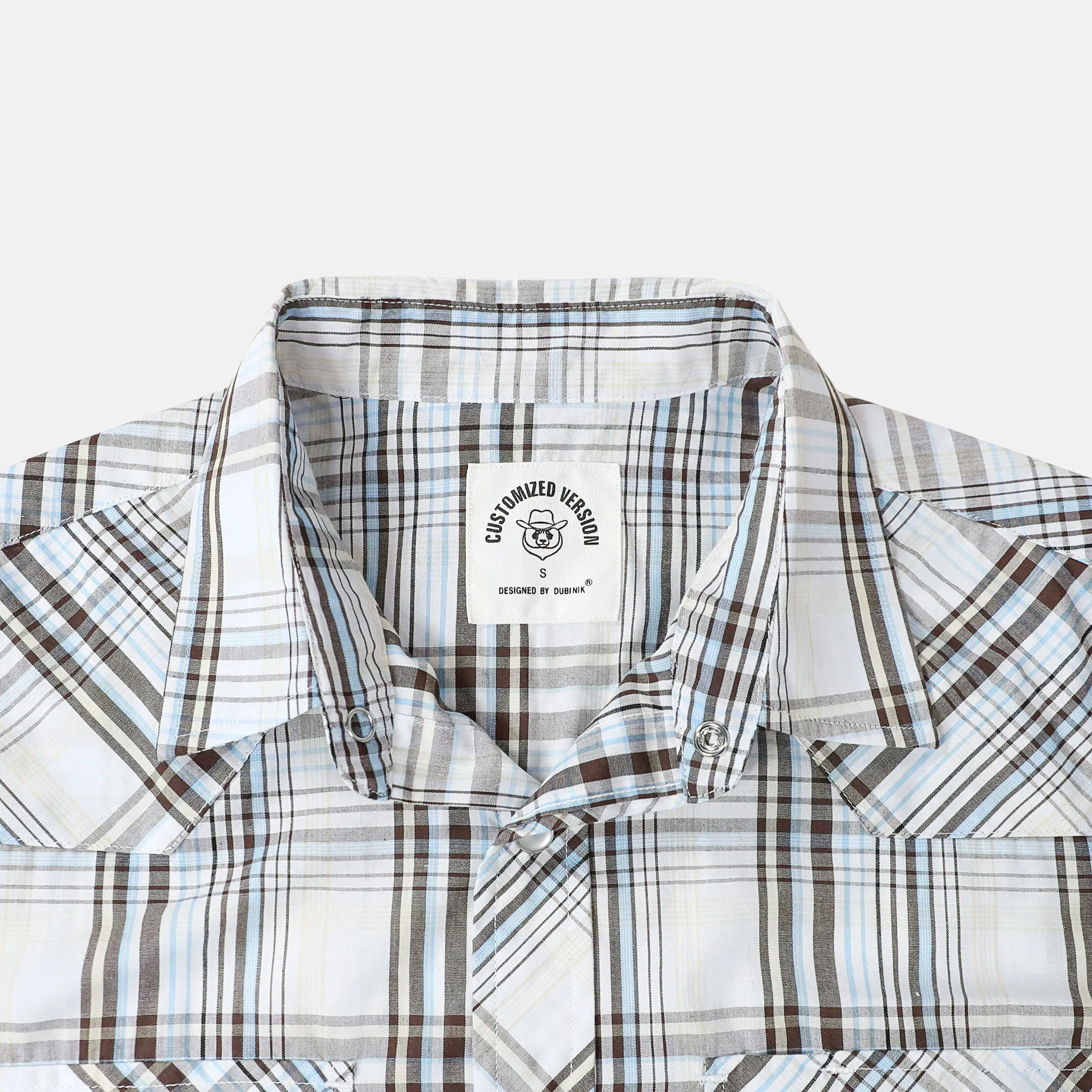 Dubinik® 3.2oz Pearl Snap Shirts for Men Long Sleeve Western Shirts for Men Vintage Casual Plaid Shirt Cowboy Shirts for Men#42007 sold by Dubinik product image thumbnail 5