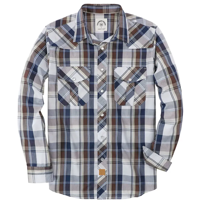 Dubinik® 3.2oz Pearl Snap Shirts for Men Long Sleeve Western Shirts for Men Vintage Casual Plaid Shirt Cowboy Shirts for Men#42006 made by Dubinik