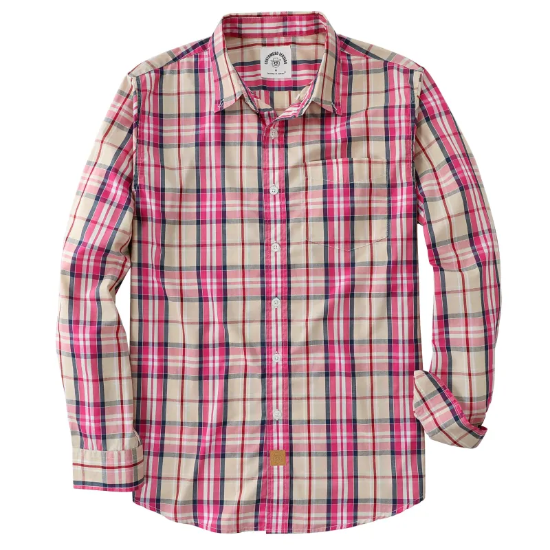 Dubinik® 3.2oz Mens Long Sleeve Casual Button Down Vintage Plaid Shirts#52023 made by Dubinik