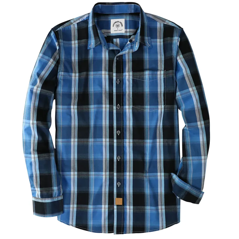 Dubinik® 3.2oz Mens Long Sleeve Casual Button Down Vintage Plaid Shirts#52019 made by Dubinik