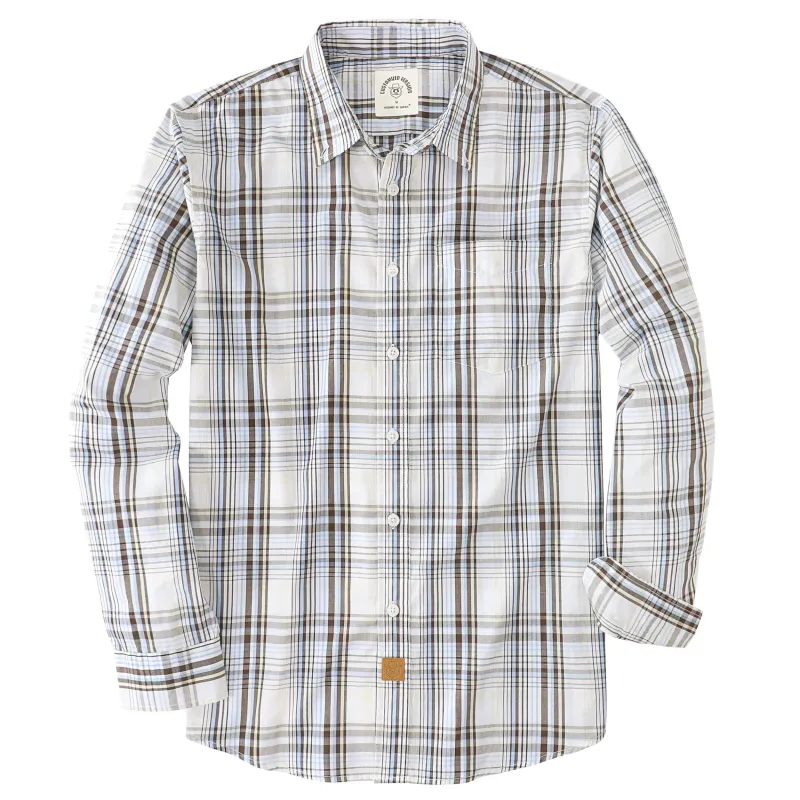 Dubinik® 3.2oz Mens Long Sleeve Casual Button Down Vintage Plaid Shirts#52007 made by Dubinik