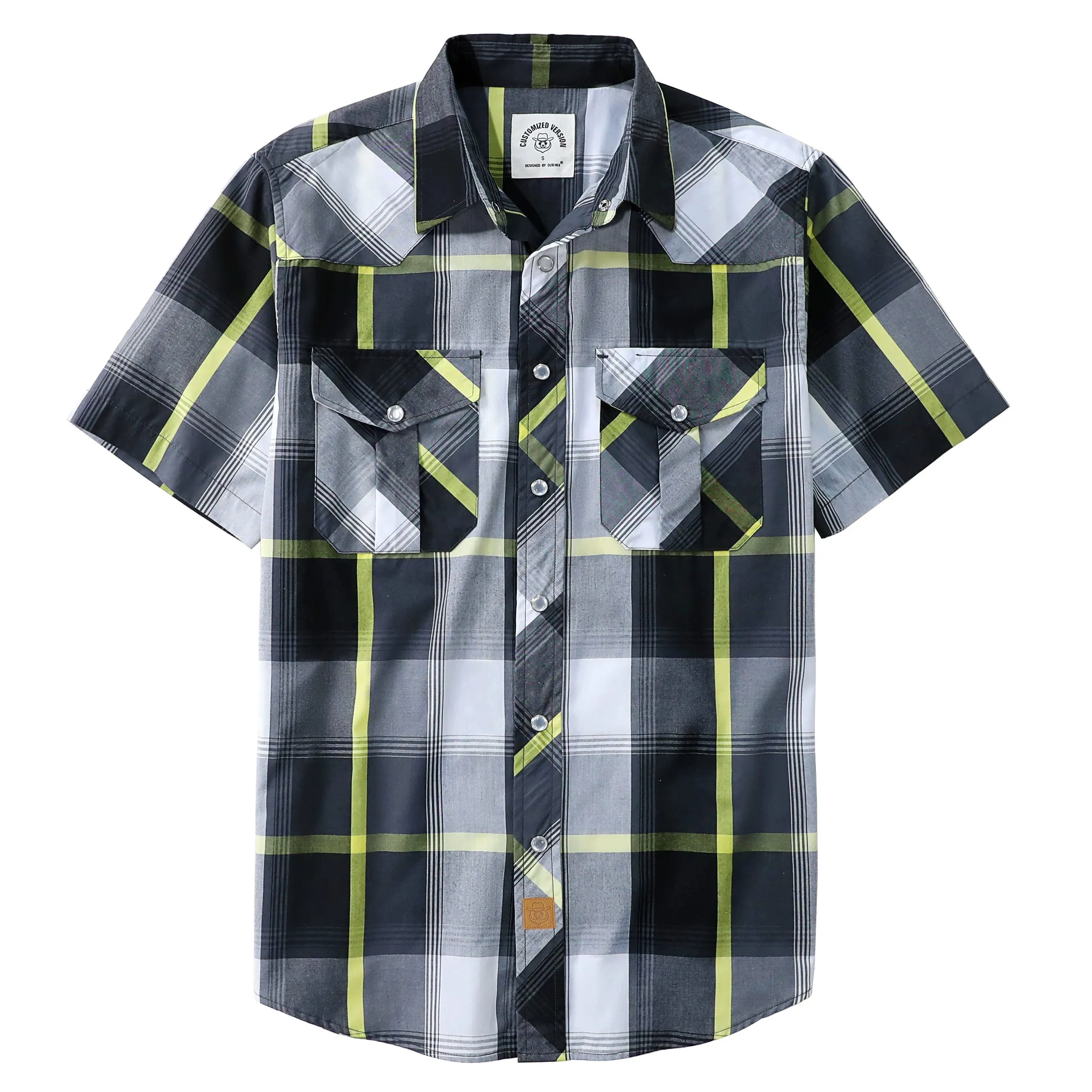 Dubinik® Western Shirts for Men Short Sleeve Plaid Pearl Snap Shirts for Men Button Up Shirt Cowboy Casual Work Shirt#41017 sold by Dubinik