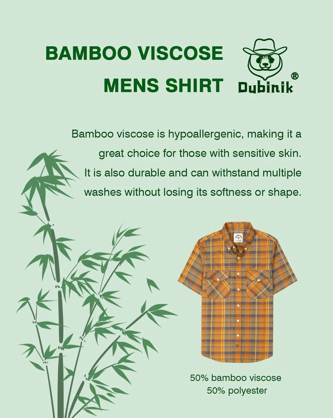 Dubinik® Bamboo Viscose Mens Short Sleeve Button Down Pockets Shirts#39505 sold by Dubinik product image thumbnail 4