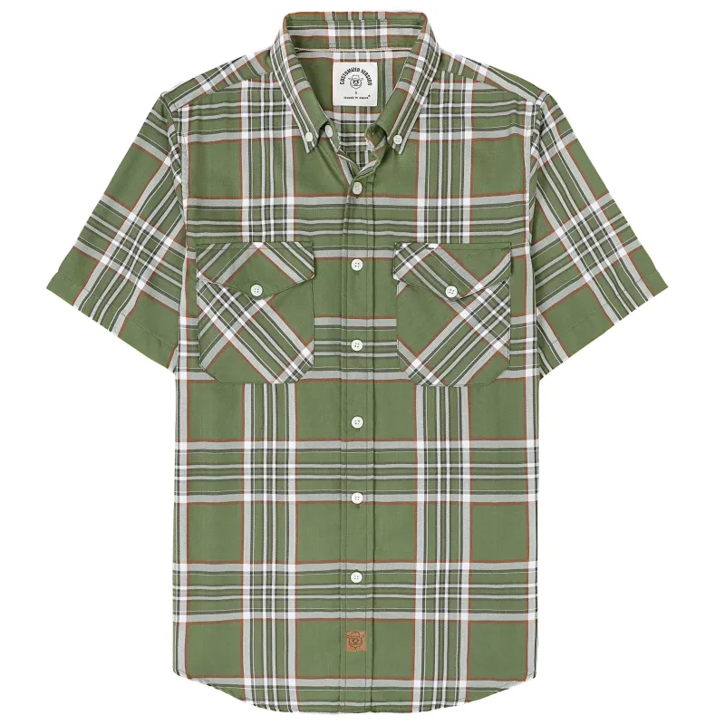 Dubinik® Bamboo Viscose Mens Short Sleeve Button Down Pockets Green Shirts#39301 made by Dubinik