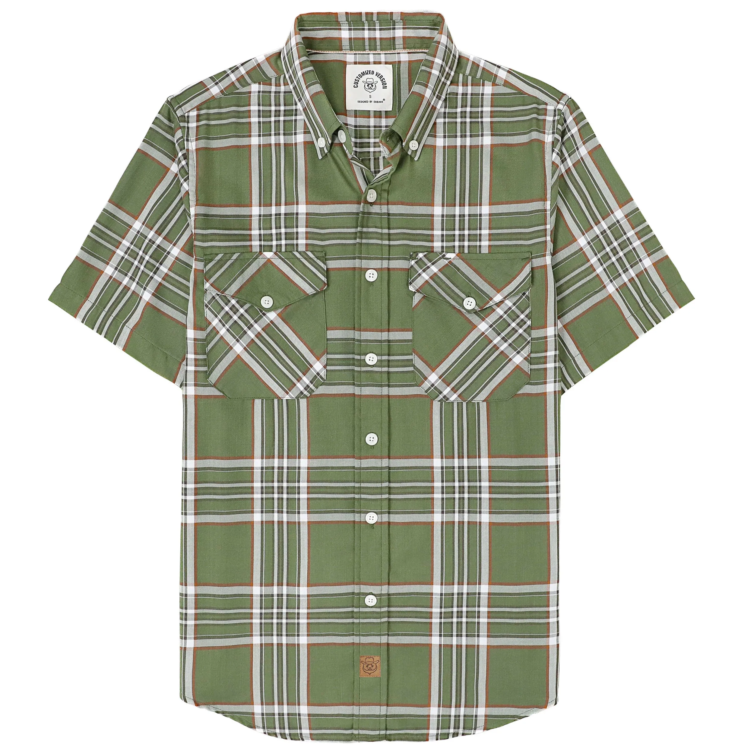 Dubinik® Bamboo Viscose Mens Short Sleeve Button Down Pockets Green Shirts#39301 sold by Dubinik