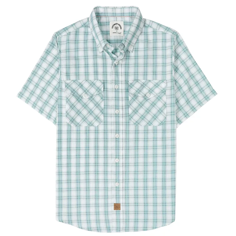 Dubinik® Bamboo Viscose Mens Short Sleeve Button Down Pockets Green Shirts#39007 made by Dubinik