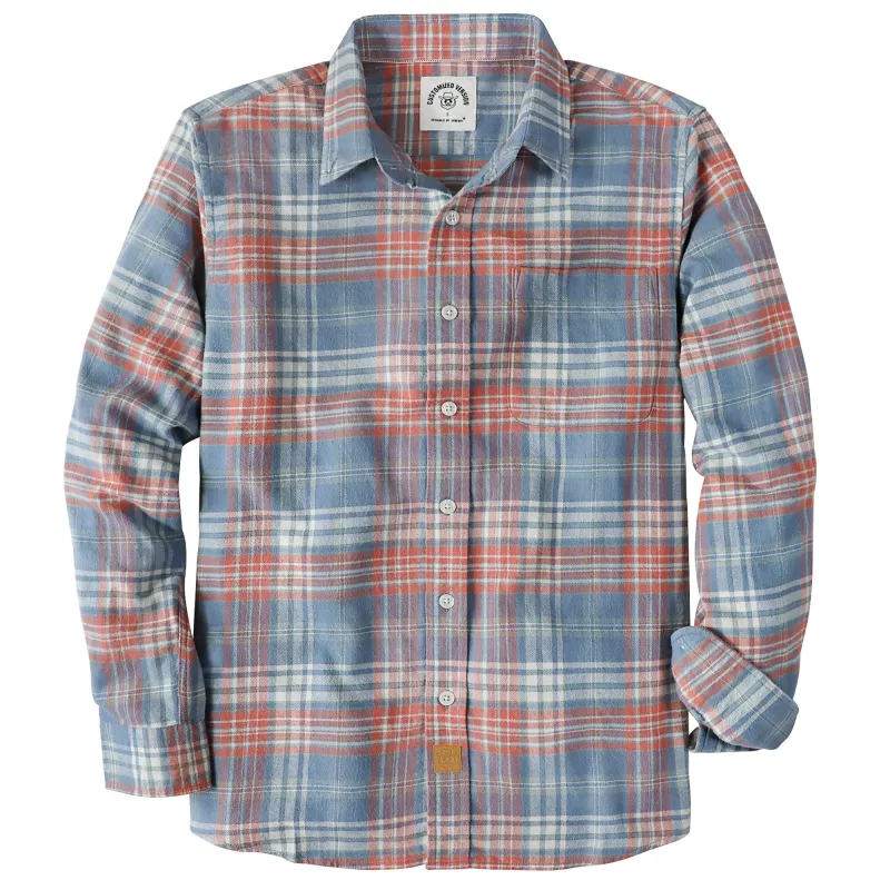 DubinikĀ® 6oz Mens Flannel Shirts Long Sleeve Button Down Casual Work Plaid Shirt Men All Cotton Soft with Pocket Regular Fit03-51 made by Dubinik