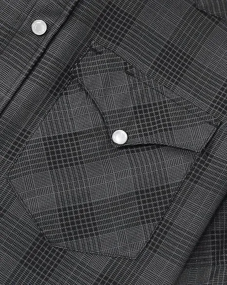 Dubinik®Bamboo Fiber Mens Shirts Short Sleeve Plaid Shirt Men Western Cowboy Pearl Snap Vintage Casual Plaid Shirt #29063 sold by Dubinik product image thumbnail 5