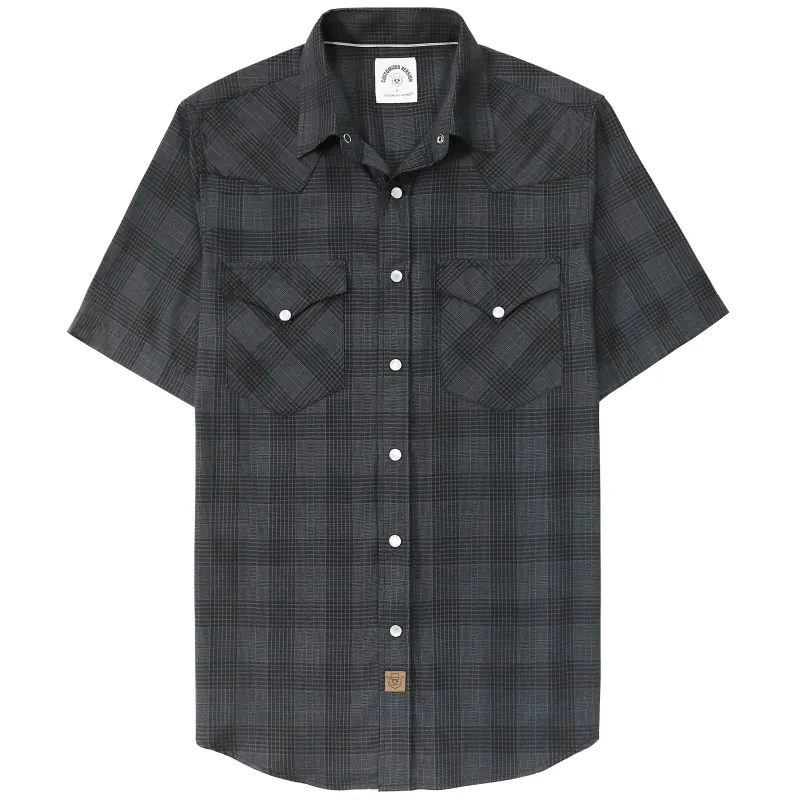 Dubinik®Bamboo Fiber Mens Shirts Short Sleeve Plaid Shirt Men Western Cowboy Pearl Snap Vintage Casual Plaid Shirt #29063 made by Dubinik