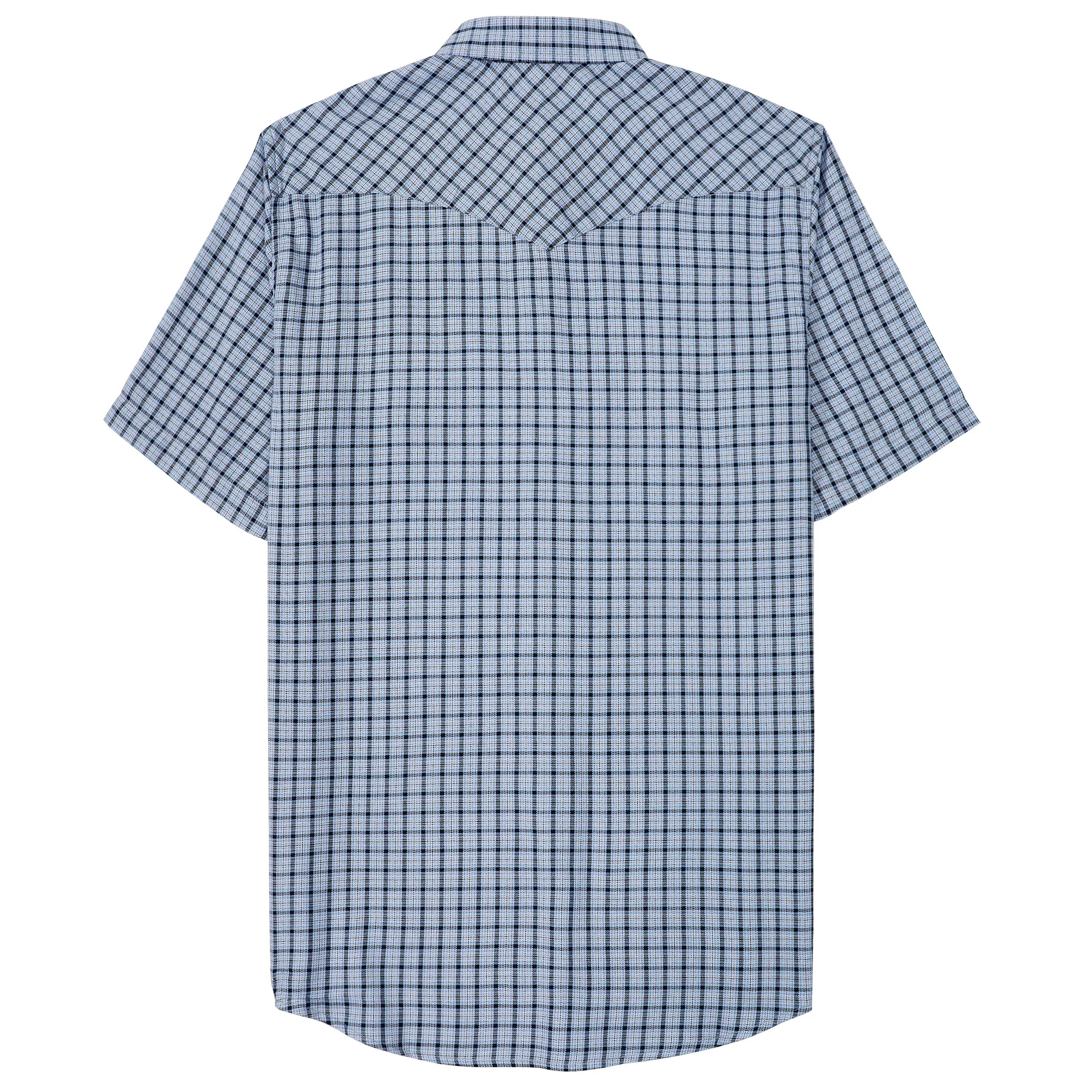 Dubinik®Bamboo Fiber Mens Shirts Short Sleeve Plaid Shirt Men Western Cowboy Pearl Snap Vintage Casual Plaid Shirt #2910 sold by Dubinik product image thumbnail 2