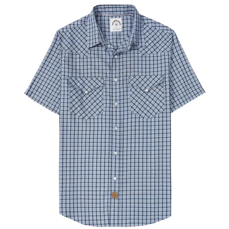 Dubinik®Bamboo Fiber Mens Shirts Short Sleeve Plaid Shirt Men Western Cowboy Pearl Snap Vintage Casual Plaid Shirt #2910 made by Dubinik