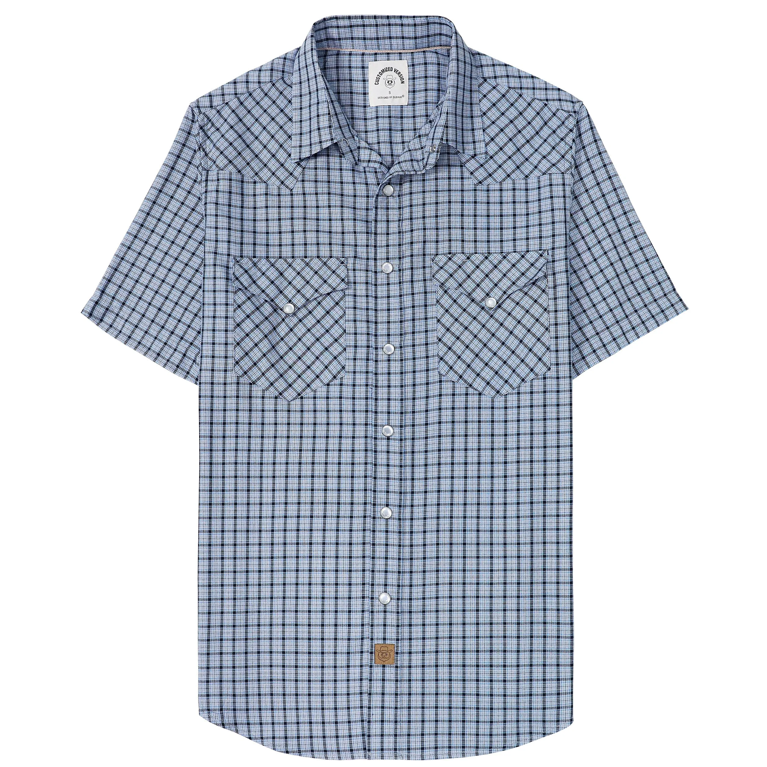 Dubinik®Bamboo Fiber Mens Shirts Short Sleeve Plaid Shirt Men Western Cowboy Pearl Snap Vintage Casual Plaid Shirt #2910 sold by Dubinik