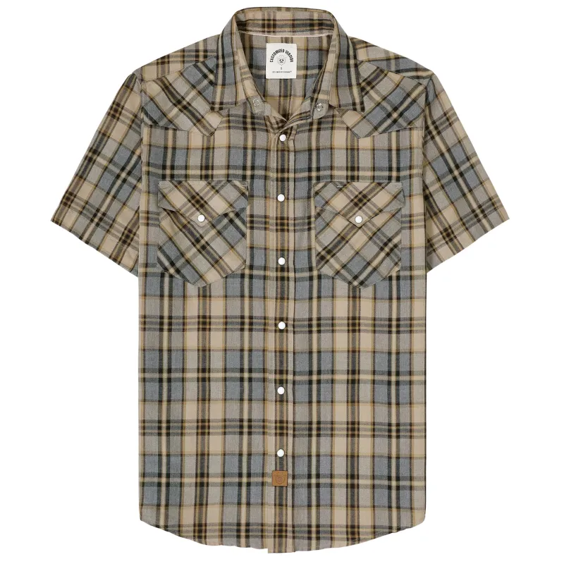 Dubinik®Bamboo Fiber Mens Shirts Short Sleeve Plaid Shirt Men Western Cowboy Pearl Snap Vintage Casual Plaid Shirt #29901 made by Dubinik