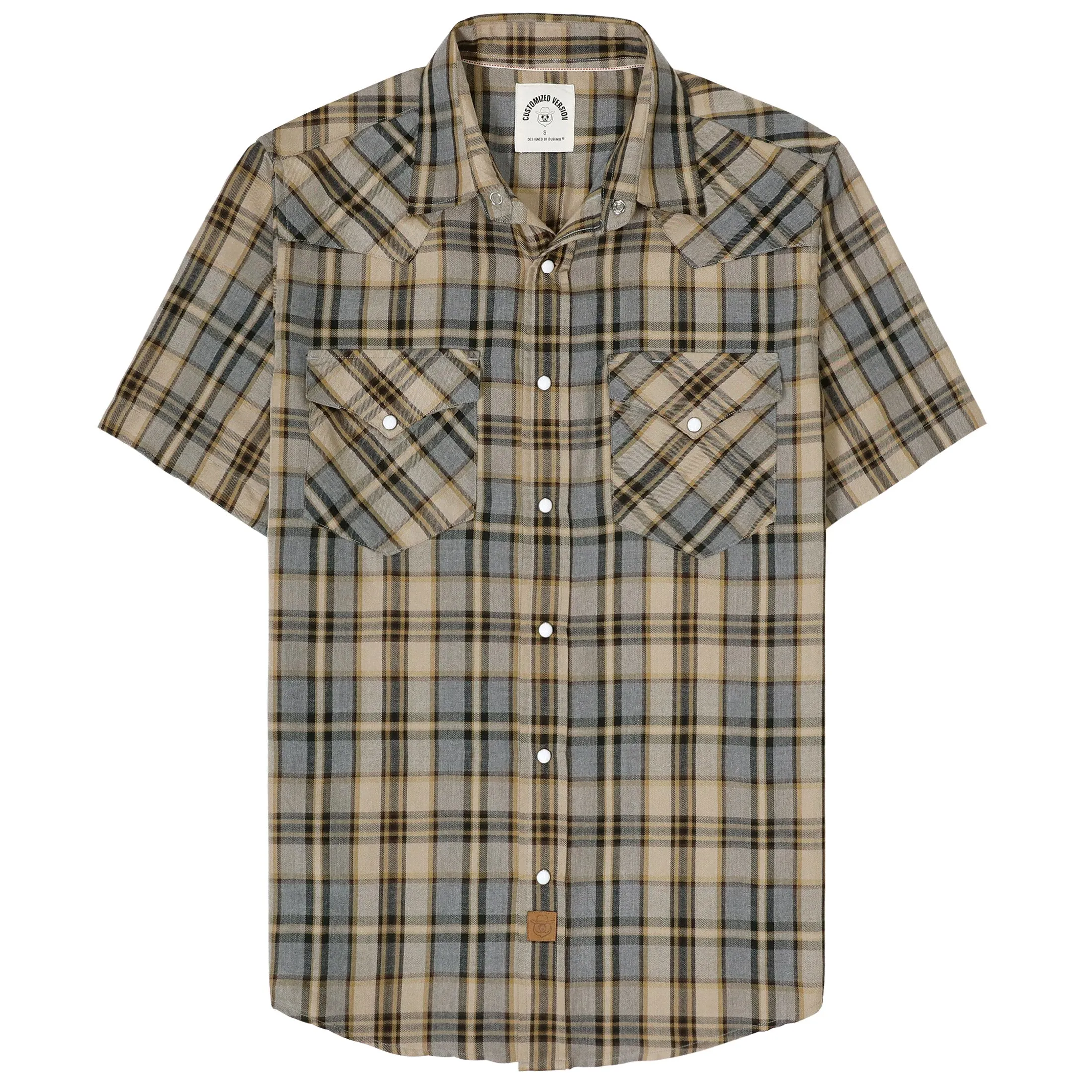 Dubinik®Bamboo Fiber Mens Shirts Short Sleeve Plaid Shirt Men Western Cowboy Pearl Snap Vintage Casual Plaid Shirt #29901 sold by Dubinik
