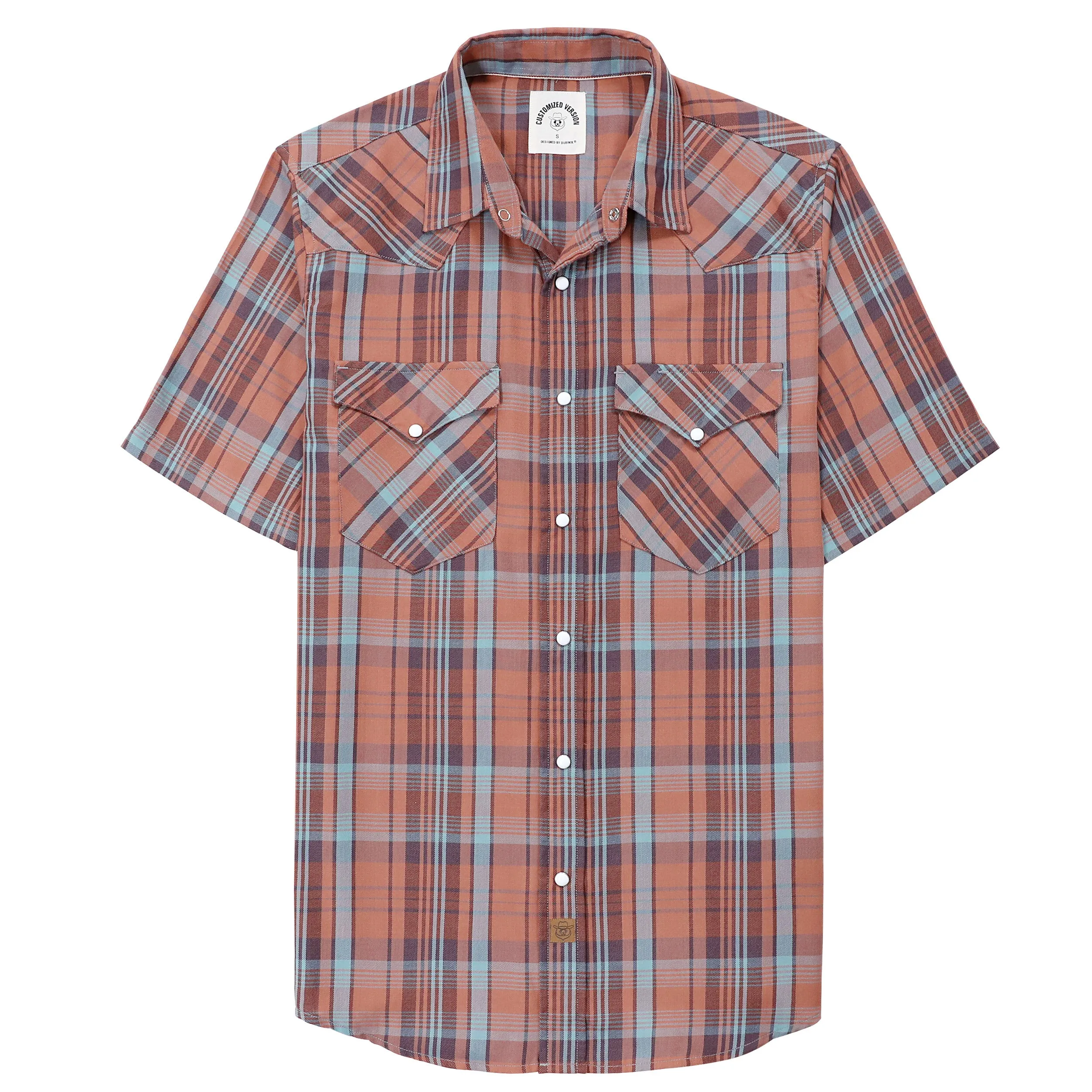 Dubinik®Bamboo Fiber Mens Shirts Short Sleeve Plaid Shirt Men Western Cowboy Pearl Snap Vintage Casual Plaid Shirt #2916 sold by Dubinik