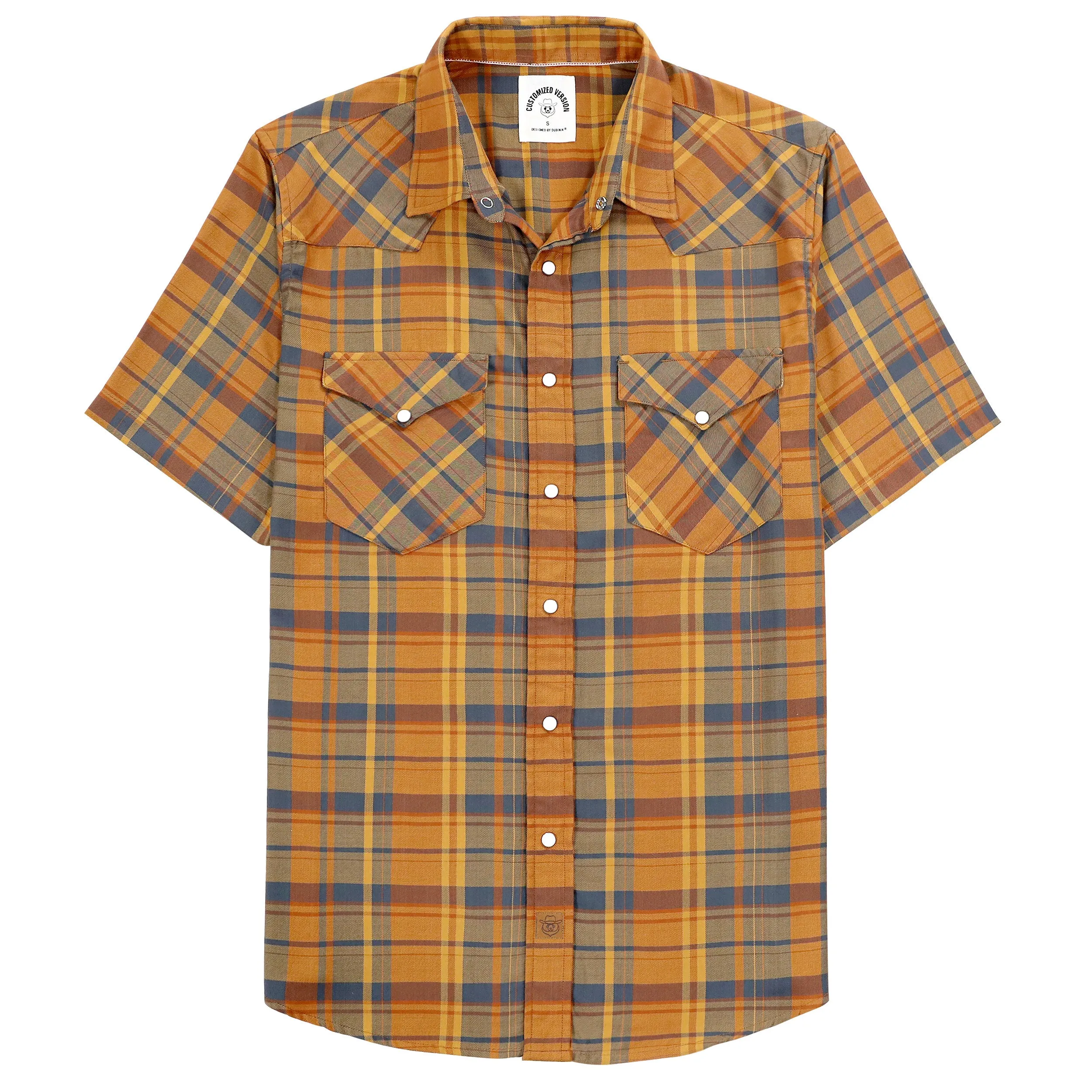 Dubinik®Bamboo Fiber Mens Shirts Short Sleeve Plaid Shirt Men Western Cowboy Pearl Snap Vintage Casual Plaid Shirt #2909 sold by Dubinik