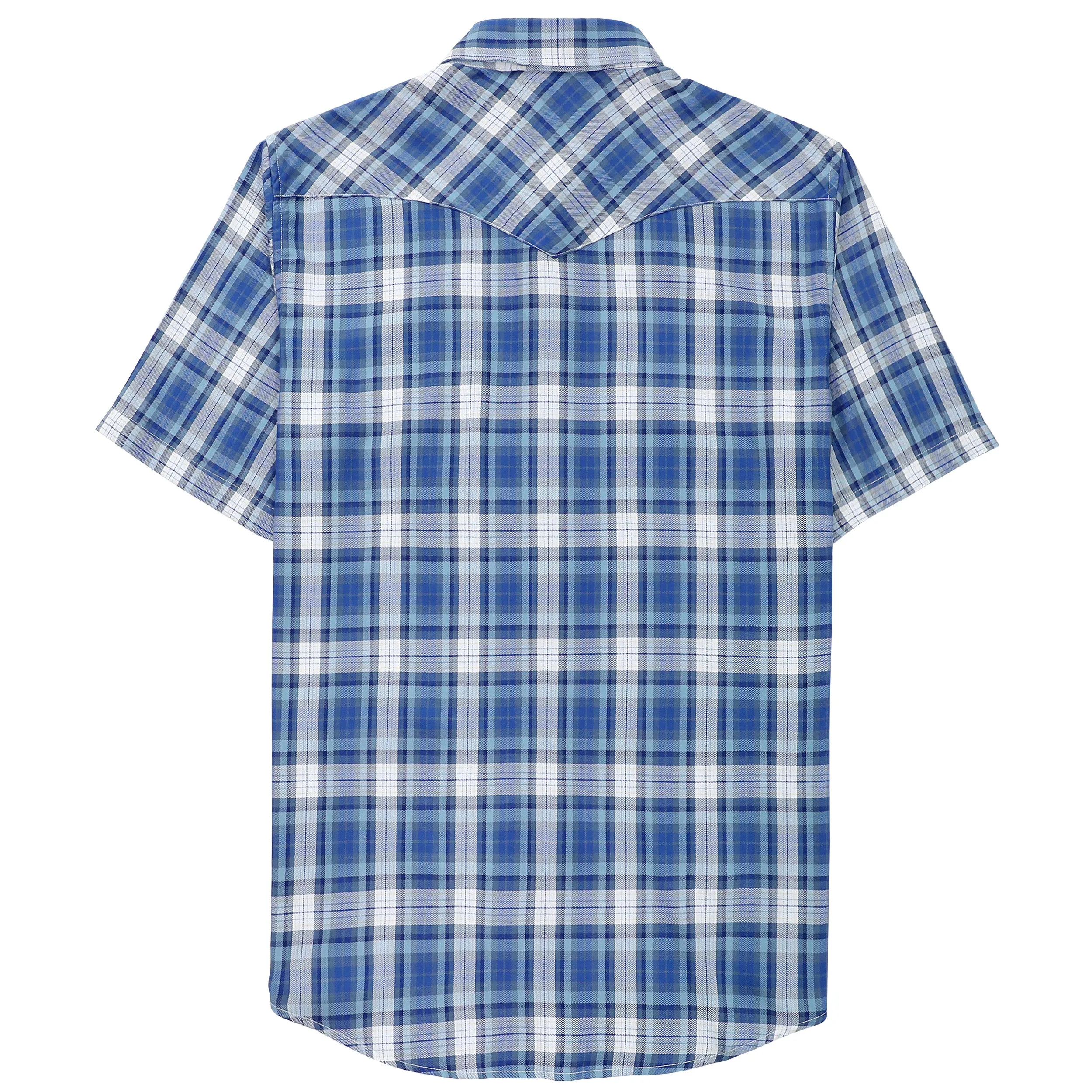 Dubinik®Bamboo Fiber Mens Shirts Short Sleeve Plaid Shirt Men Western Cowboy Pearl Snap Vintage Casual Plaid Shirts for Men #2901 sold by Dubinik product image thumbnail 2