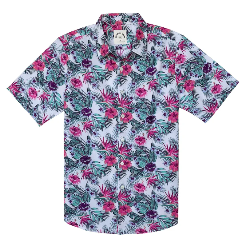 Hawaiian Shirt for Men Aloha Tropical Short Sleeve Button Down Print Beach Shirts #2622 made by Dubinik