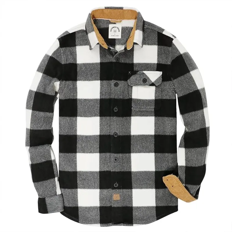 Mens Long Sleeve Fleece Shirt Casual Button Down Light-in-weight Shirt #1810 made by Dubinik