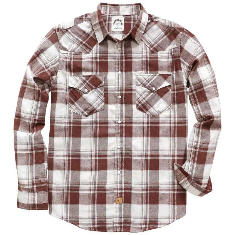 6 oz Mens Flannel Long Sleeve Pearl Snap Buttons Western Cowboy Vintage Casual Shirts #2814 made by Dubinik